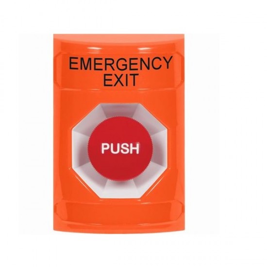SS2504EX-EN STI Orange No Cover Momentary Stopper Station with EMERGENCY EXIT Label English