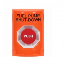 SS2504PS-EN STI Orange No Cover Momentary Stopper Station with FUEL PUMP SHUT DOWN Label English