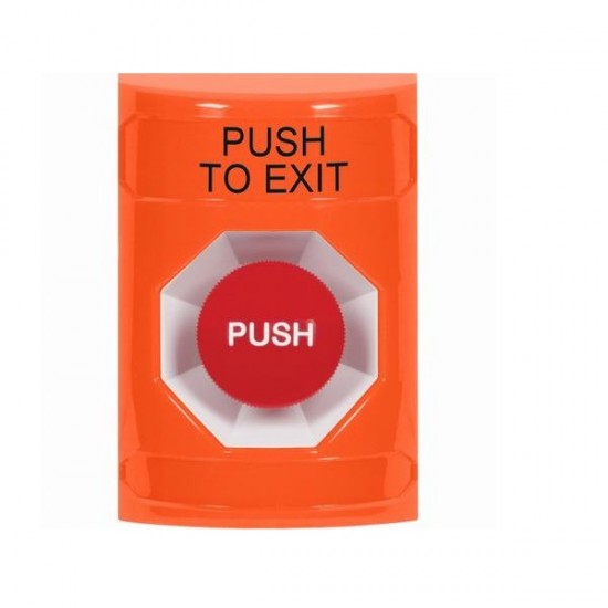 SS2504PX-EN STI Orange No Cover Momentary Stopper Station with PUSH TO EXIT Label English