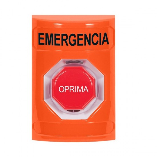 SS2505EM-ES STI Orange No Cover Momentary (Illuminated) Stopper Station with EMERGENCY Label Spanish
