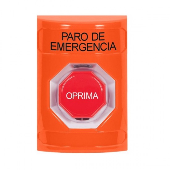 SS2505ES-ES STI Orange No Cover Momentary (Illuminated) Stopper Station with EMERGENCY STOP Label Spanish