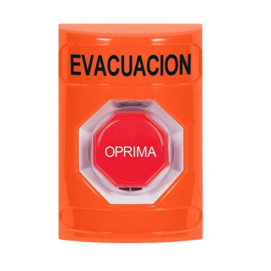SS2505EV-ES STI Orange No Cover Momentary (Illuminated) Stopper Station with EVACUATION Label Spanish