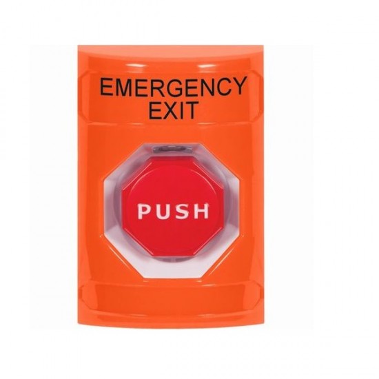 SS2505EX-EN STI Orange No Cover Momentary (Illuminated) Stopper Station with EMERGENCY EXIT Label English