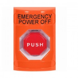 SS2505PO-EN STI Orange No Cover Momentary (Illuminated) Stopper Station with EMERGENCY POWER OFF Label English