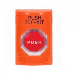 SS2505PX-EN STI Orange No Cover Momentary (Illuminated) Stopper Station with PUSH TO EXIT Label English