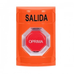 SS2505XT-ES STI Orange No Cover Momentary (Illuminated) Stopper Station with EXIT Label Spanish