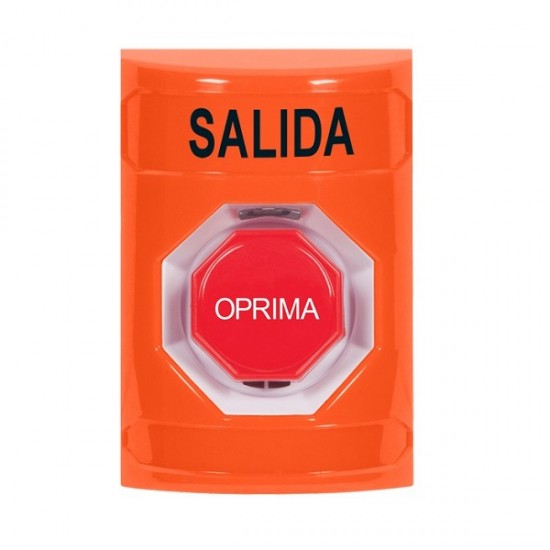 SS2505XT-ES STI Orange No Cover Momentary (Illuminated) Stopper Station with EXIT Label Spanish
