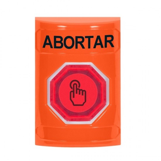 SS2506AB-ES STI Orange No Cover Momentary (Illuminated) with Red Lens Stopper Station with ABORT Label Spanish