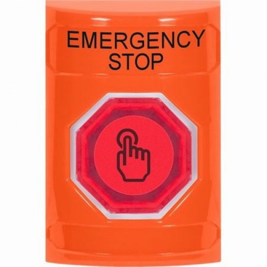 SS2506ES-EN STI Orange No Cover Momentary (Illuminated) with Orange Lens Stopper Station with EMERGENCY STOP Label English