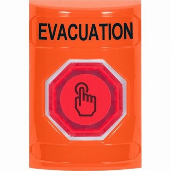 SS2506EV-EN STI Orange No Cover Momentary (Illuminated) with Orange Lens Stopper Station with EVACUATION Label English