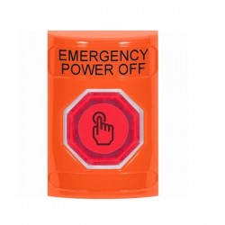 SS2506PO-EN STI Orange No Cover Momentary (Illuminated) with Orange Lens Stopper Station with EMERGENCY POWER OFF Label English