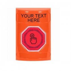 SS2506ZA-EN STI Orange No Cover Momentary (Illuminated) Stopper Station w/ Custom Text Label