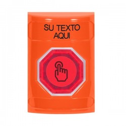 SS2506ZA-ES STI Orange No Cover Momentary (Illuminated) Stopper Station w/ Custom Text Spanish