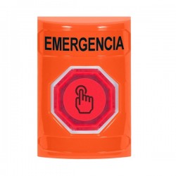 SS2507EM-ES STI Orange No Cover Weather Resistant Momentary Stopper Station w/ EMERGENCY Spanish