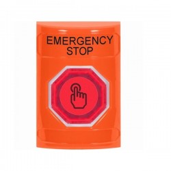 SS2507ES-EN STI Orange No Cover Weather Resistant Momentary Stopper Station w/ EMERGENCY STOP Label