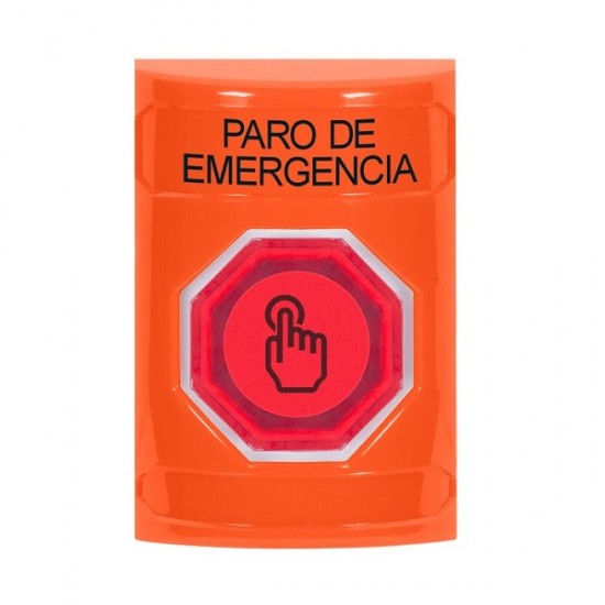 SS2507ES-ES STI Orange No Cover Weather Resistant Momentary Stopper Station w/ EMERGENCY STOP Spanish