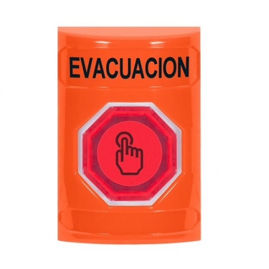 SS2507EV-ES STI Orange No Cover Weather Resistant Momentary Stopper Station w/ EVACUATION Spanish