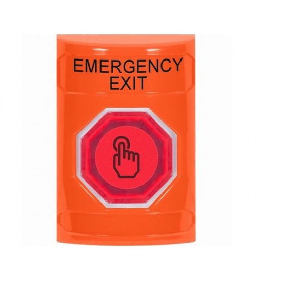 SS2507EX-EN STI Orange No Cover Weather Resistant Momentary Stopper Station w/ EMERGENCY EXIT Label