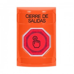 SS2507LD-ES STI Orange No Cover Weather Resistant Momentary Stopper Station w/ LOCKDOWN Spanish