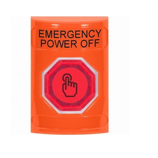 SS2507PO-EN STI Orange No Cover Weather Resistant Momentary Stopper Station w/ EMERGENCY POWER OFF Label