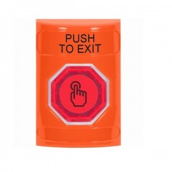 SS2507PX-EN STI Orange No Cover Weather Resistant Momentary Stopper Station w/ PUSH TO EXIT Label