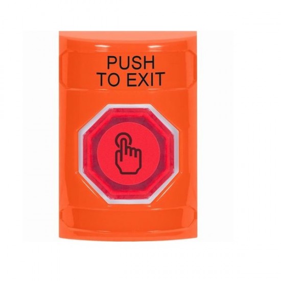 SS2507PX-EN STI Orange No Cover Weather Resistant Momentary Stopper Station w/ PUSH TO EXIT Label