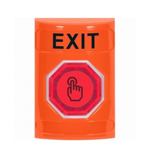 SS2507XT-EN STI Orange No Cover Weather Resistant Momentary (Illuminated) with Orange Lens Stopper Station with EXIT Label English