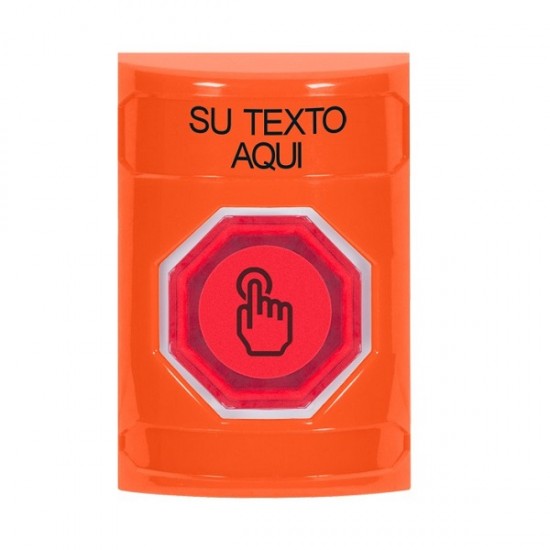 SS2507ZA-ES STI Orange No Cover Weather Resistant Momentary Stopper Station w/ Custom Text Spanish