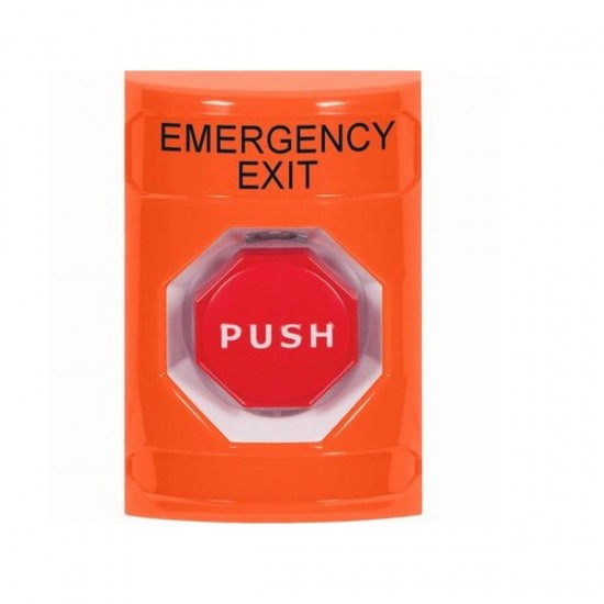 SS2508EX-EN STI Orange No Cover Pneumatic (Illuminated) Stopper Station with EMERGENCY EXIT Label English