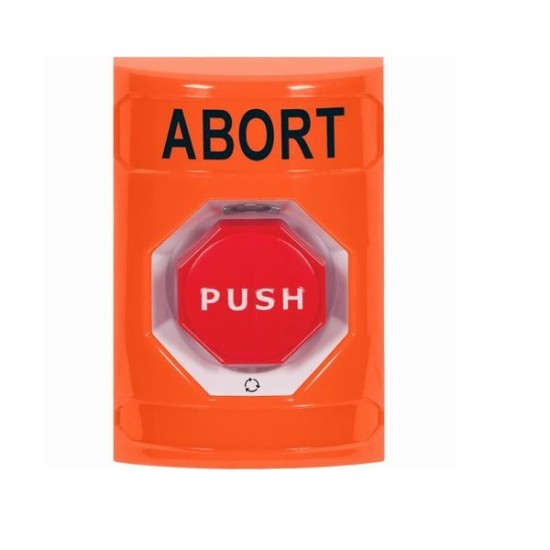 SS2509AB-EN STI Orange No Cover Turn-to-Reset (Illuminated) Stopper Station with ABORT Label English