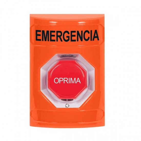 SS2509EM-ES STI Orange No Cover Turn-to-Reset (Illuminated) Stopper Station with EMERGENCY Label Spanish