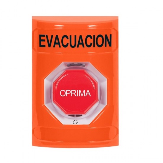 SS2509EV-ES STI Orange No Cover Turn-to-Reset (Illuminated) Stopper Station with EVACUATION Label Spanish