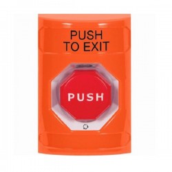 SS2509PX-EN STI Orange No Cover Turn-to-Reset (Illuminated) Stopper Station with PUSH TO EXIT Label English