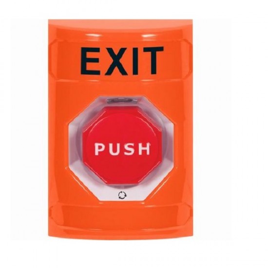 SS2509XT-EN STI Orange No Cover Turn-to-Reset (Illuminated) Stopper Station with EXIT Label English