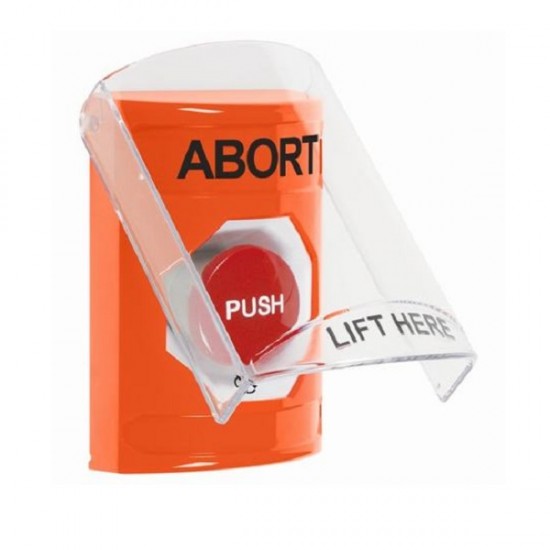 SS2521AB-EN STI Orange Indoor Only Flush or Surface Turn-to-Reset Stopper Station with ABORT Label English