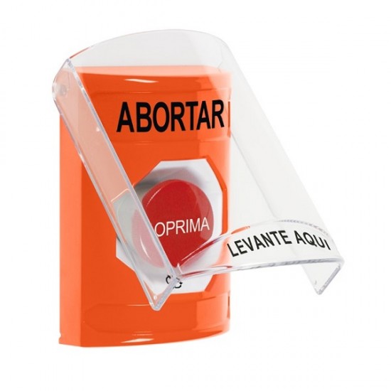 SS2521AB-ES STI Orange Indoor Only Flush or Surface Turn-to-Reset Stopper Station with ABORT Label Spanish