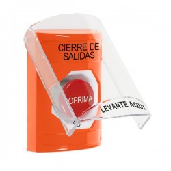 SS2521LD-ES STI Orange Indoor Only Flush or Surface Turn-to-Reset Stopper Station with LOCKDOWN Label Spanish