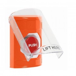 SS2521NT-EN STI Orange Indoor Only Flush or Surface Turn-to-Reset Stopper Station with No Text Label English