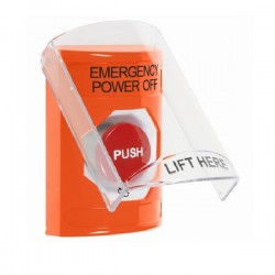 SS2521PO-EN STI Orange Indoor Only Flush or Surface Turn-to-Reset Stopper Station with EMERGENCY POWER OFF Label English
