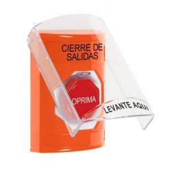 SS2522LD-ES STI Orange Indoor Only Flush or Surface Key-to-Reset (Illuminated) Stopper Station with LOCKDOWN Label Spanish