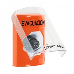 SS2523EV-ES STI Orange Indoor Only Flush or Surface Key-to-Activate Stopper Station with EVACUATION Label Spanish