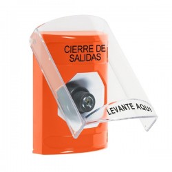 SS2523LD-ES STI Orange Indoor Only Flush or Surface Key-to-Activate Stopper Station with LOCKDOWN Label Spanish