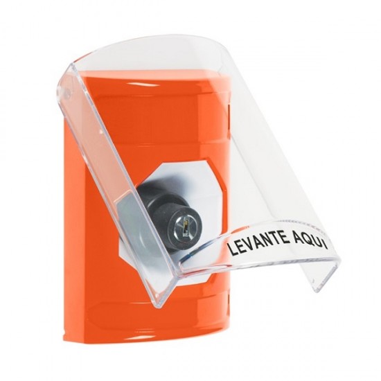 SS2523NT-ES STI Orange Indoor Only Flush or Surface Key-to-Activate Stopper Station with No Text Label Spanish