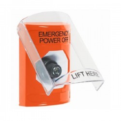 SS2523PO-EN STI Orange Indoor Only Flush or Surface Key-to-Activate Stopper Station with EMERGENCY POWER OFF Label English