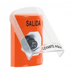 SS2523XT-ES STI Orange Indoor Only Flush or Surface Key-to-Activate Stopper Station with EXIT Label Spanish