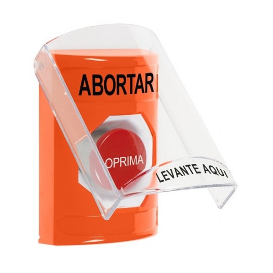 SS2524AB-ES STI Orange Indoor Only Flush or Surface Momentary Stopper Station with ABORT Label Spanish