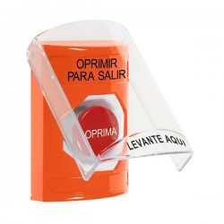 SS2524PX-ES STI Orange Indoor Only Flush or Surface Momentary Stopper Station with PUSH TO EXIT Label Spanish