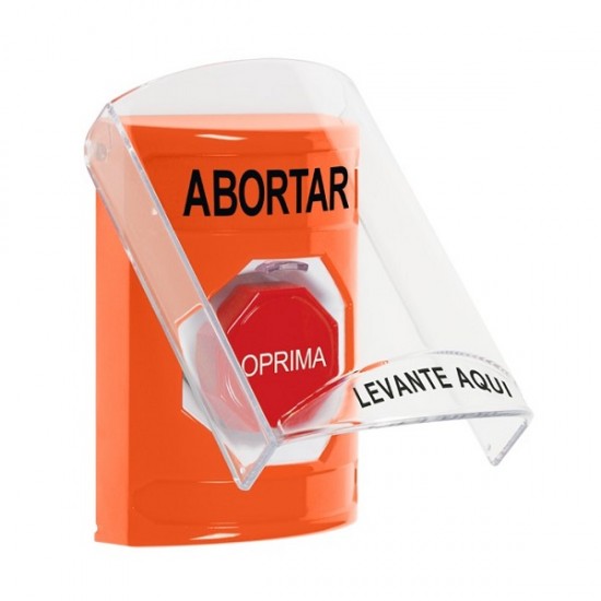 SS2525AB-ES STI Orange Indoor Only Flush or Surface Momentary (Illuminated) Stopper Station with ABORT Label Spanish