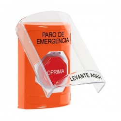 SS2525ES-ES STI Orange Indoor Only Flush or Surface Momentary (Illuminated) Stopper Station with EMERGENCY STOP Label Spanish