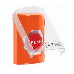 SS2525NT-EN STI Orange Indoor Only Flush or Surface Momentary (Illuminated) Stopper Station with No Text Label English